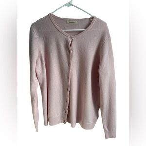 WoolOvers Light Pink Cashmere Scoop Neck Cardigan, Size Large